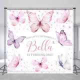 Allenjoy Our Litter Butterfly Pink Custom Birthday Backdrop