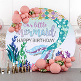 Allenjoy Our Little Mermaid Happy Birthday Circle Backdrop