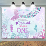 Allenjoy Our Little Mermaid Is Turning 1St Birthday Backdrop