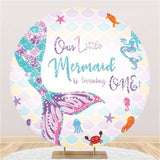 Allenjoy Our Little Mermaid Is Turning 1St Round Birthday Backdrop