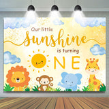 Allenjoy Our Sunshine Cartoon Animals 1St Birthday Backdrop