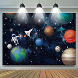 Allenjoy Outer Space Rocket Astronaut Universe Birthday Backdrop