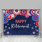 Allenjoy Paper Flowers Stars Blue Happy Retirement Backdrop