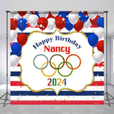 Allenjoy Paris 2024 Olympic Stripe Custom Birthday Backdrop