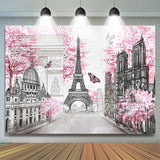 Allenjoy Paris Eiffel Tower Pink Street Landscape Backdrop