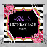 Allenjoy Pearl Flower Black White Custom Birthday Backdrop