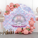 Allenjoy Pearl Mermaid Theme Circle Happy Birthday Backdrop