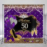 Allenjoy Pearl Purple Leopard Custom 50Th Birthday Backdrop