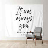 Allenjoy Personalized Always You White Wedding Backdrop Banner