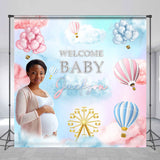 Allenjoy Personalized Balloons Clouds Baby Shower Backdrop