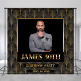 Allenjoy Personalized Black Gold Birthday Backdrop Men