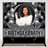 Allenjoy Personalized Black Grey Birthday Backdrop With Photo