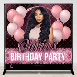 Allenjoy Personalized Black Pink Birthday Backdrop With Photo