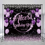 Allenjoy Personalized Black Purple Diamond Birthday Backdrop