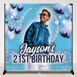 Allenjoy Personalized Blue 21St Birthday Backdrop With Photo