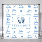 Allenjoy Personalized Blue Boy Carriage Baby Shower Backdrop