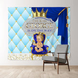 Allenjoy Personalized Blue Little King Baby Shower Backdrop