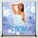 Allenjoy Personalized Blue Snow Birthday Backdrop With Photo