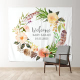 Allenjoy Personalized Boho Flowers Baby Shower Backdrop