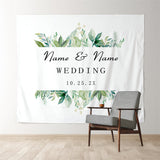 Allenjoy Personalized Boho Greenery Wedding Backdrop Banner