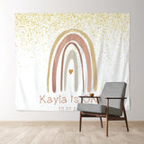 Allenjoy Personalized Boho Rainbow Birthday Backdrop Banner