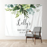 Allenjoy Personalized Botanical Baby Shower Backdrop Banner