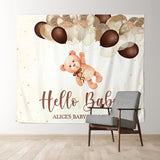 Allenjoy Personalized Brown Bear Balloon Baby Shower Backdrop