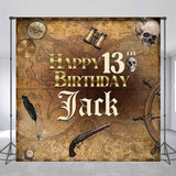 Allenjoy Personalized Brown Pirates Boy 13Th Birthday Backdrop