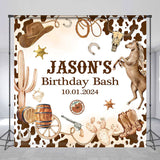 Allenjoy Personalized Brown Western Cowboy Birthday Backdrop