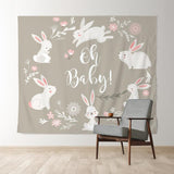 Allenjoy Personalized Bunny Rabbit Oh Baby Shower Backdrop