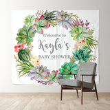 Allenjoy Personalized Cactus Boho Baby Shower Backdrop Banner