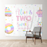 Allenjoy Personalized Cake Donut White 2Rd Birthday Backdrop