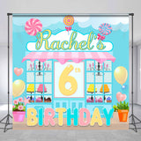 Allenjoy Personalized Candy Dessert Shop 6Th Birthday Backdrop