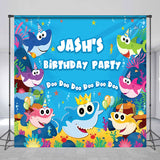 Allenjoy Personalized Cartoon Shark Baby Birthday Backdrop