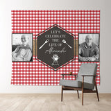 Allenjoy Personalized Celebration Of Life Red Plaid Backdrop