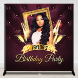 Allenjoy Personalized Champagne Wine Red Photo Birthday Backdrop