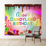 Allenjoy Personalized Chocolate Candys Rainbow Birthday Backdrop