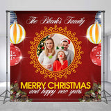 Allenjoy Personalized Christmas Happy New Year Red Backdrop