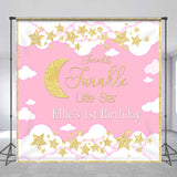 Allenjoy Personalized Cloud Pink Sky 1St Birthday Backdrop