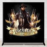 Allenjoy Personalized Cool Black Birthday Backdrop With Photo