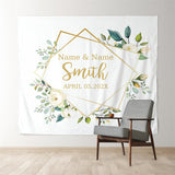 Allenjoy Personalized Couples Name Flower Wedding Backdrop Banner