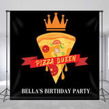 Allenjoy Personalized Crown Pizza Queen Birthday Backdrop