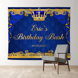 Allenjoy Personalized Crown Royal Blue Text Birthday Backdrop