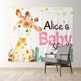 Allenjoy Personalized Cute Giraffe Cacti Baby Shower Backdrop