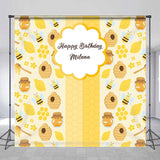 Allenjoy Personalized Cute Honey Bees Yellow Birthday Backdrop