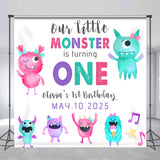 Allenjoy Personalized Cute Monster 1St Birthday Backdrop