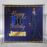 Allenjoy Personalized Dark Blue 50Th Photo Birthday Backdrop