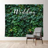 Allenjoy Personalized Dark Green Wedding Backdrop