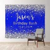 Allenjoy Personalized Diamond Blue Birthday Bash Backdrop