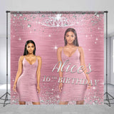 Allenjoy Personalized Diamonds Pink 16Th Birthday Backdrop